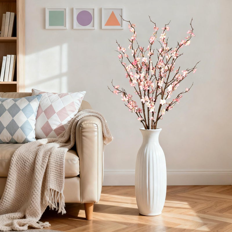 Ammyoo 4Pcs Cherry Blossom Branches Artificial Flowers for Spring Summer Indoor Decoration,Faux Long Stem Artificial Flowers for Wedding Home Office Bedroom Party Table Centerpieces Decor (Pink) - Image 3